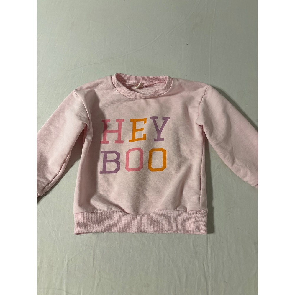 Unbranded Hey Boo Sweatshirt Kids 100 Pink‎ Excellent Halloween Graphic Pullover